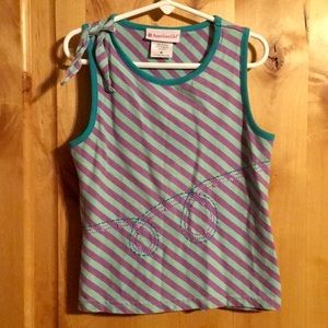 AMERICAN GIRL Teal Purple Striped Tank Top EUC M